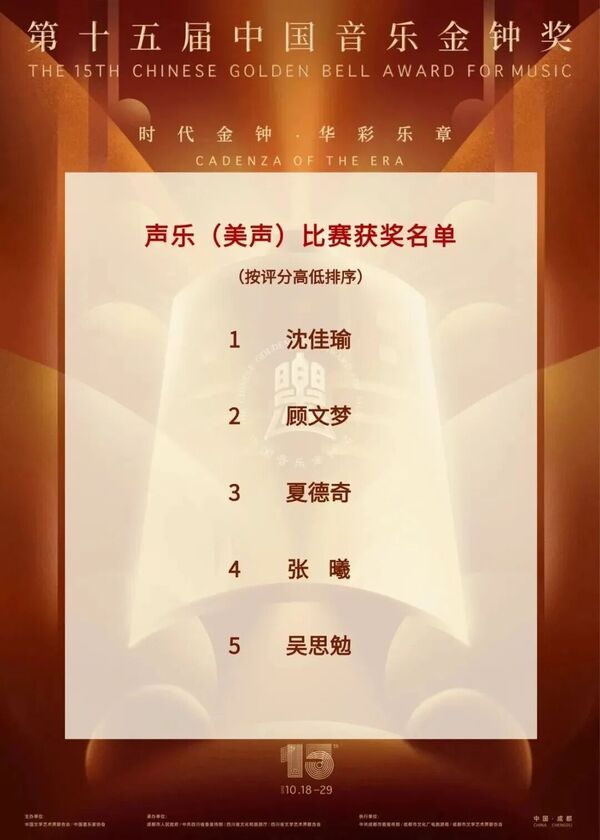 浙江歌唱家拿下金钟奖声乐（美声）第一